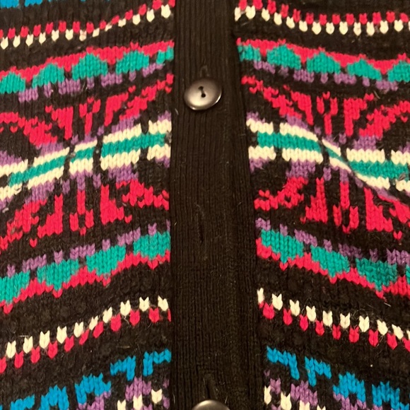 Just Sasha Button Up Cardigan Vintage 80's Horizontal Stripe Grandpa Women's S - Picture 2 of 5